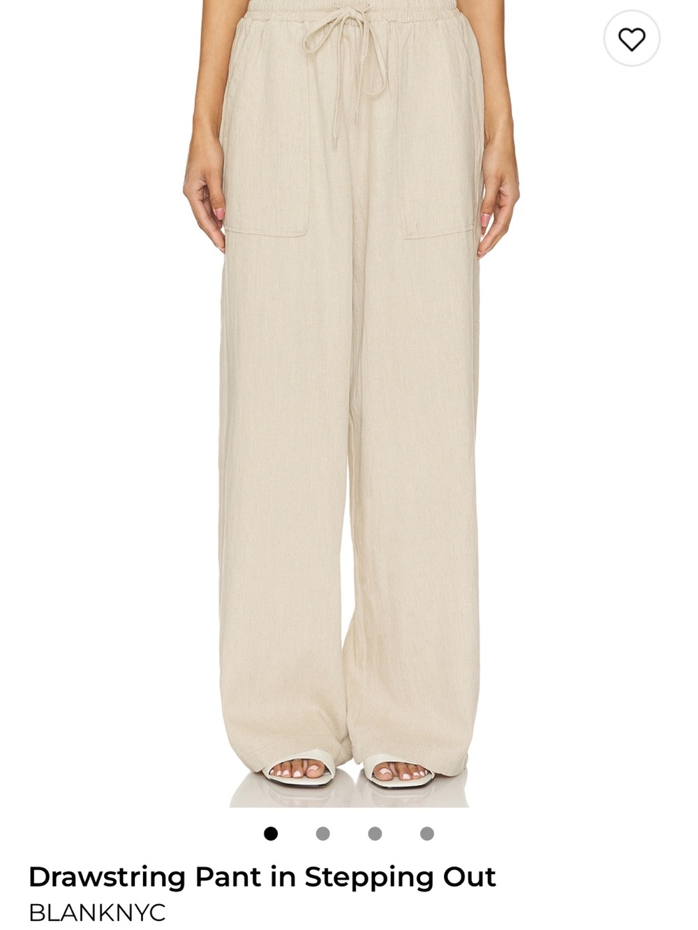 Blank NYC Stepping Out Drawstring Wide-Leg Pants — Neutral Beige